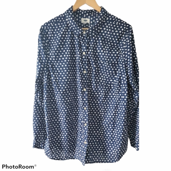 Old Navy Tops - Old Navy Polka Dot Blouse Navy and White Size XL